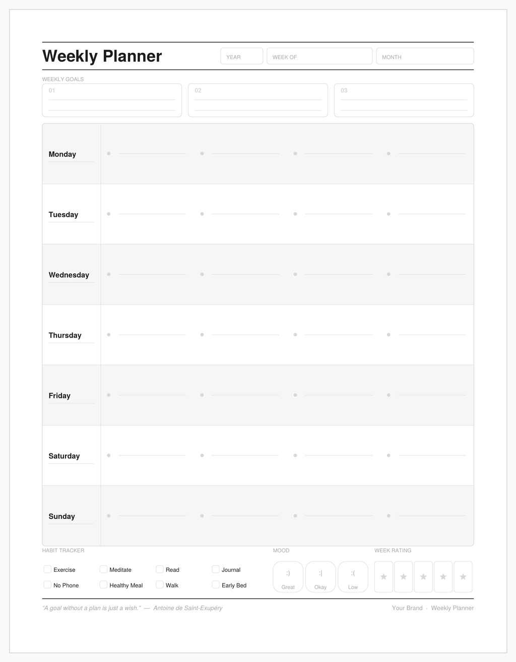 The Ultimate Minimalist Planner Bundle (Daily, Weekly, Monthly)