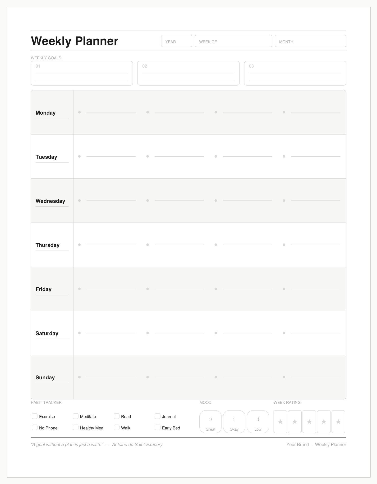 The Ultimate Minimalist Planner Bundle (Daily, Weekly, Monthly)